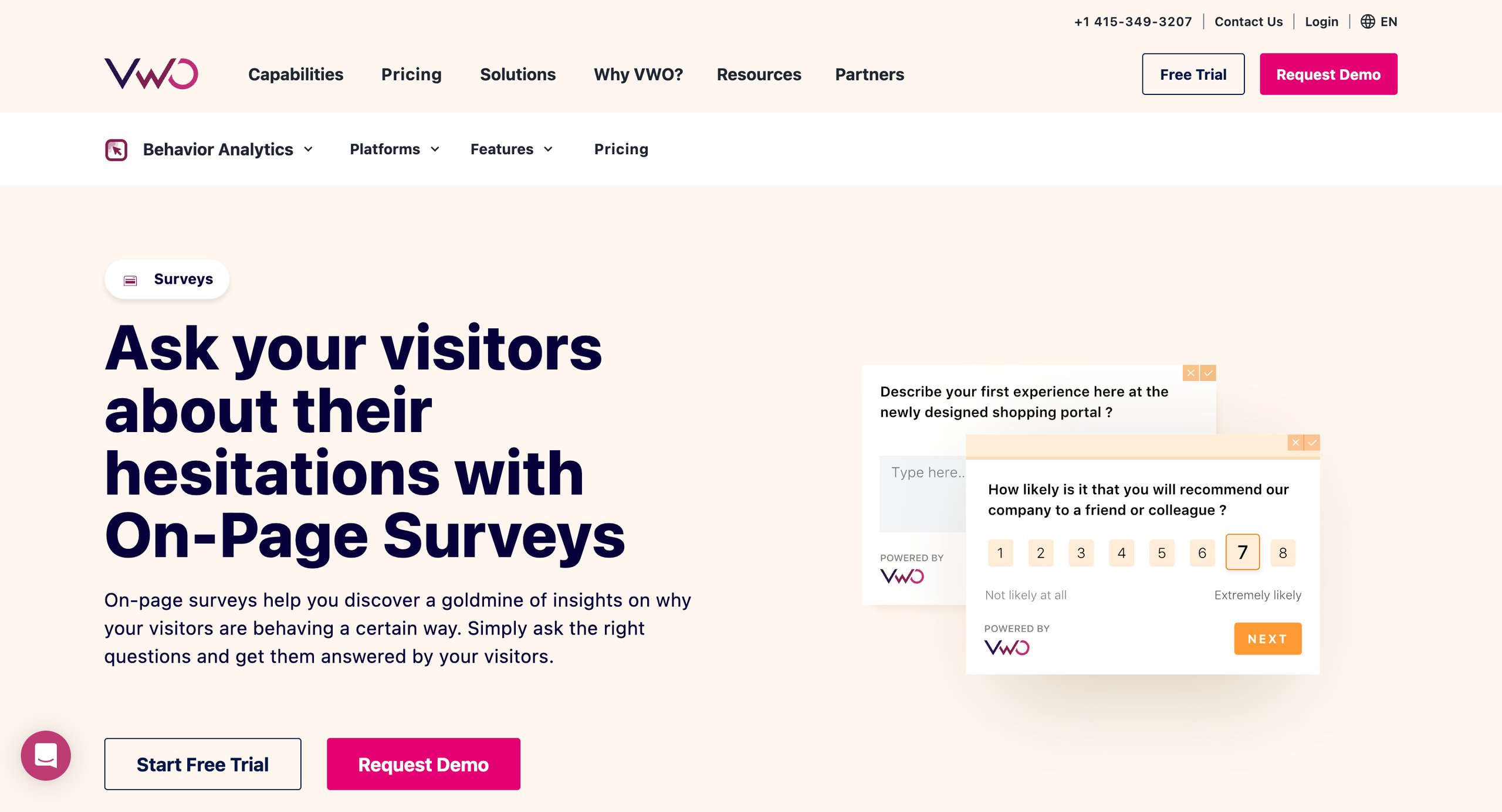 VWO Surveys Landing Page