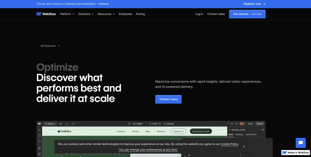 Best AI personalization tools | #8. Webflow