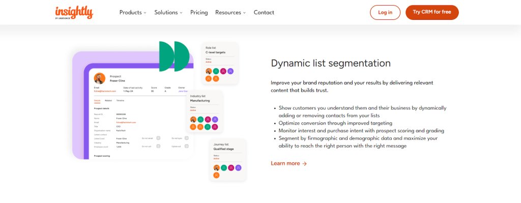 Best Customer Segmentation Software | #7. Insightly