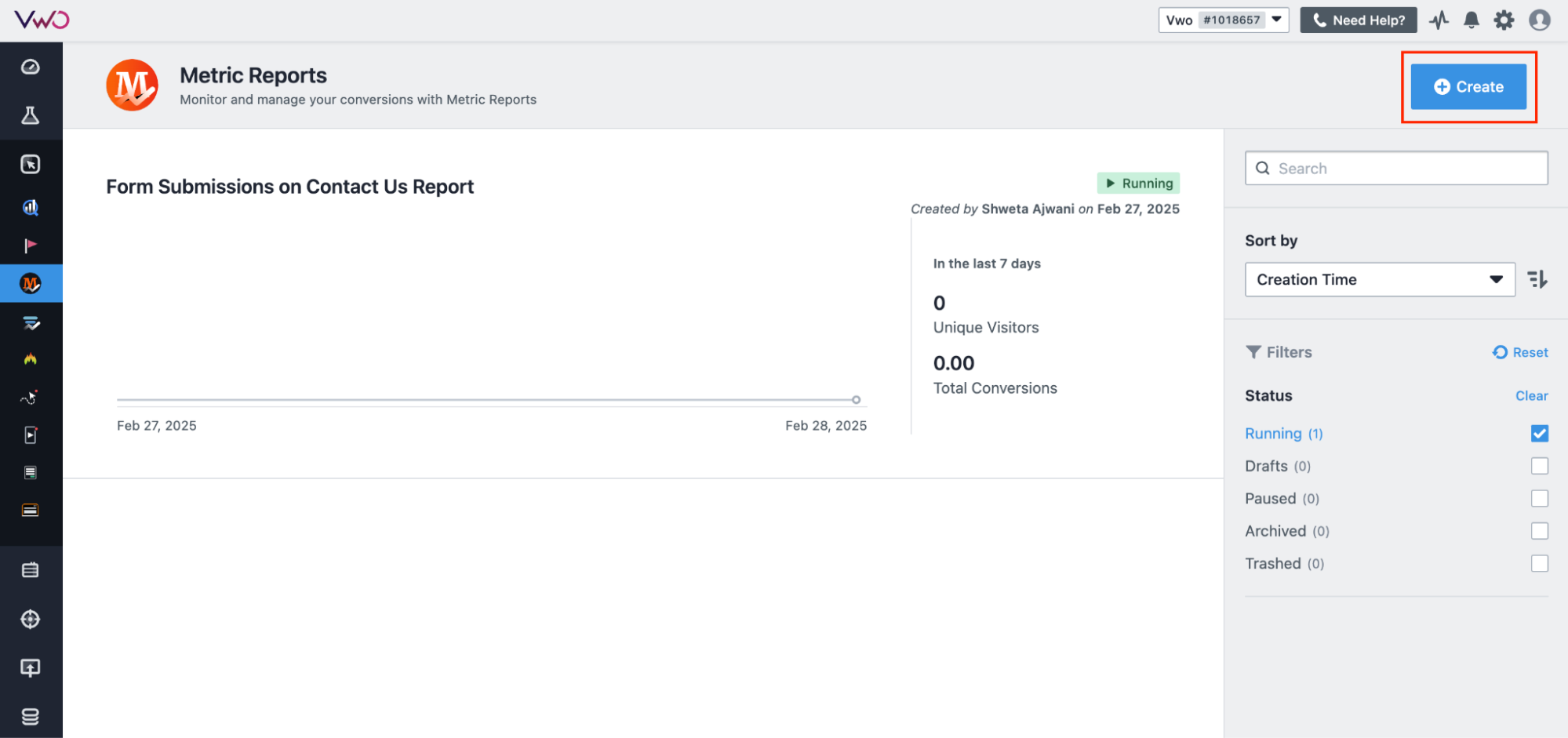 VWO Metric reports