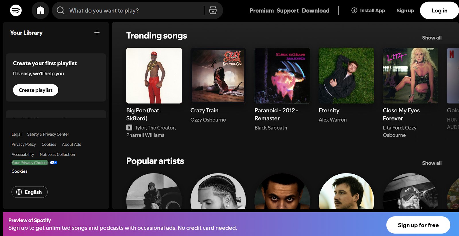Examples of personalized landing pages | #3. Spotify