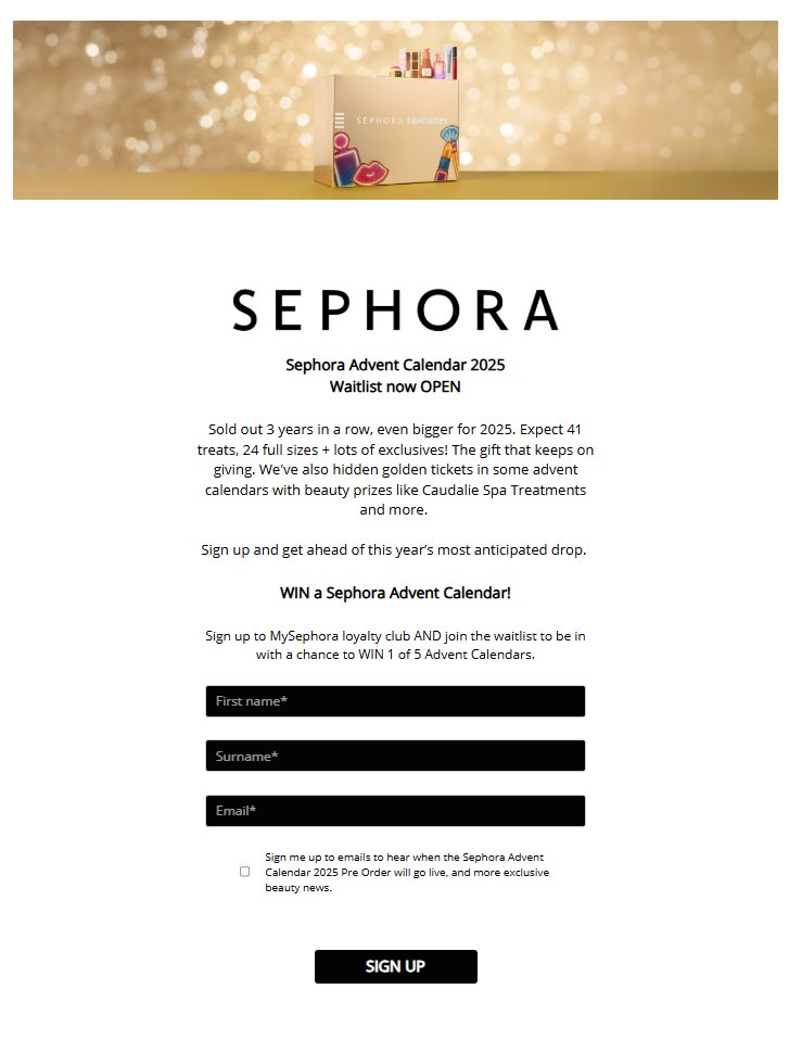 Waitlist forms - Sephora
