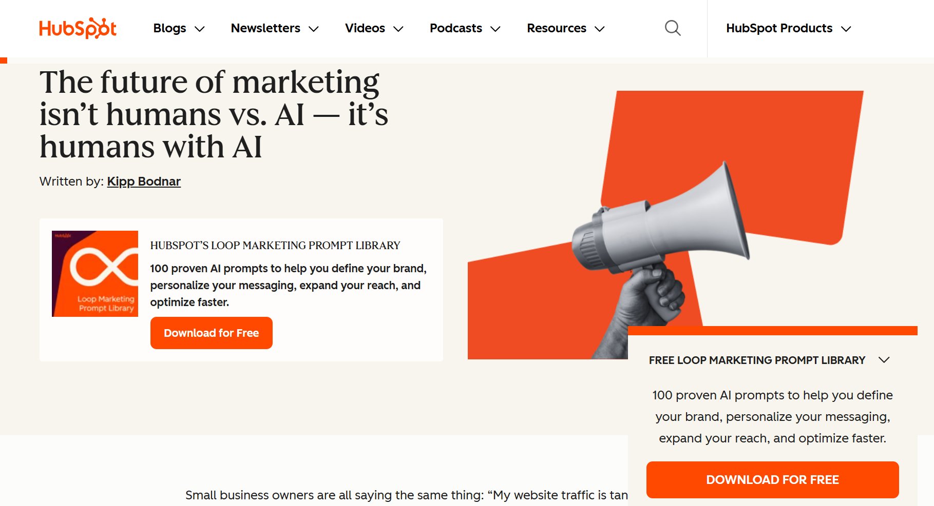 Slide-In Forms: HubSpot as an example