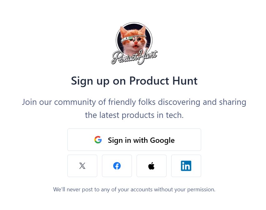 Membership & community signup forms – Product Hunt