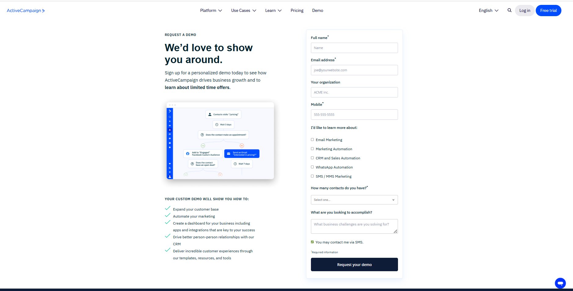 Multi-field demo forms – ActiveCampaign