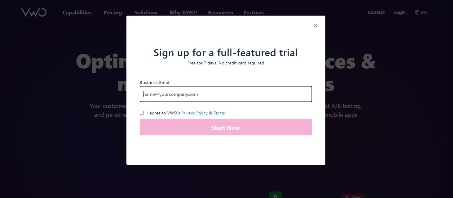 Free trial/Freemium funnel - VWO