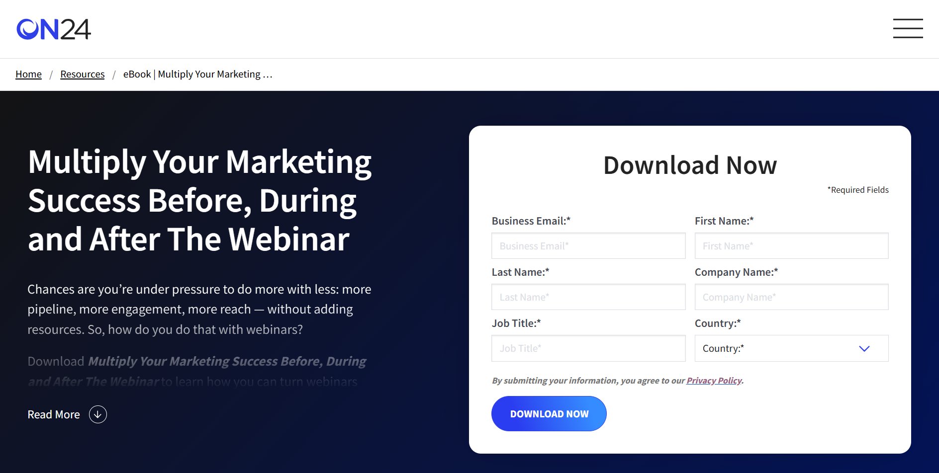 Gated content / eBook forms – ON24