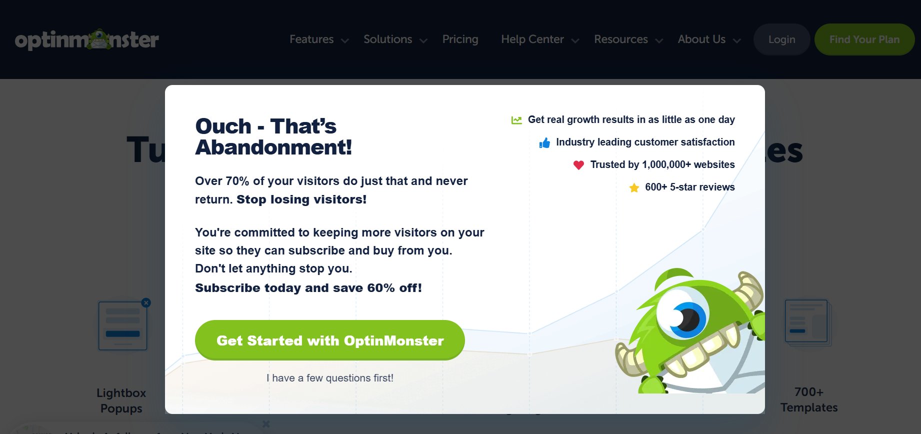 Exit Intent Forms: OptinMonster as an example