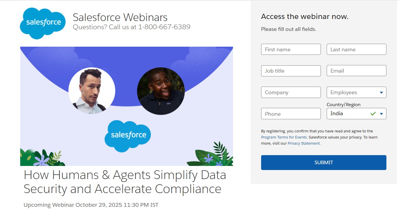 Webinar registration forms – Salesforce