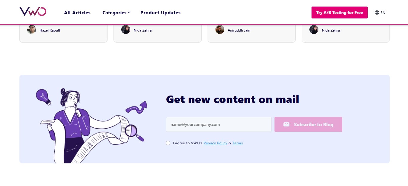 In Line Opt-In Form: VWO as an example 