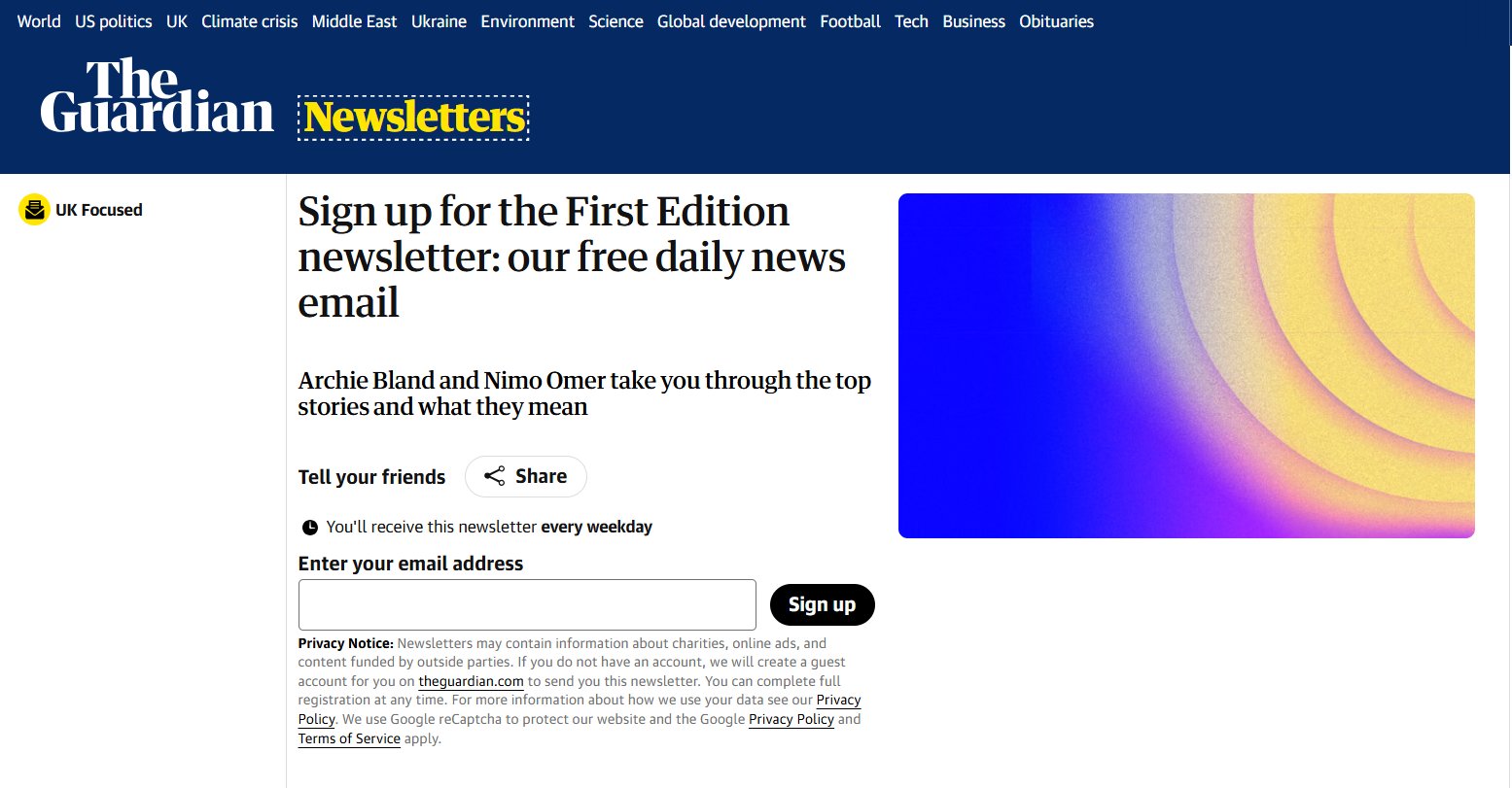 Consent-based opt-in forms: The Guardian as an example