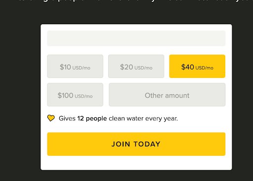 Charity Water donation page