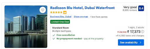 Booking.com search results