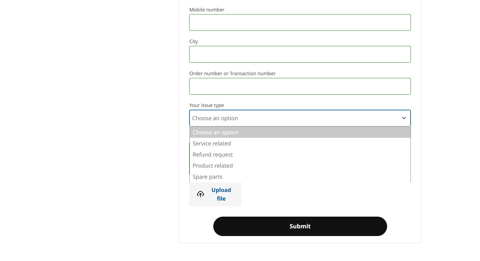 Product inquiry form - Ikea