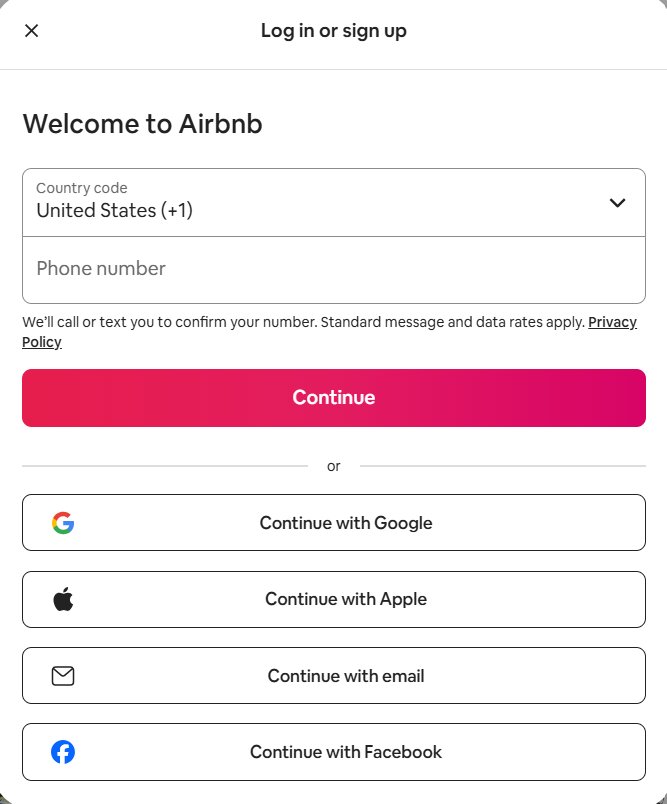 Signup form - Airbnb