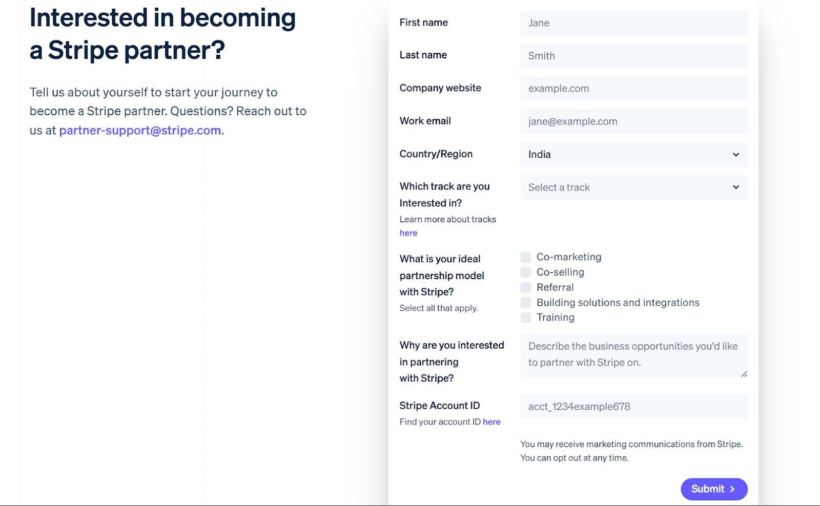 Application form - Stripe