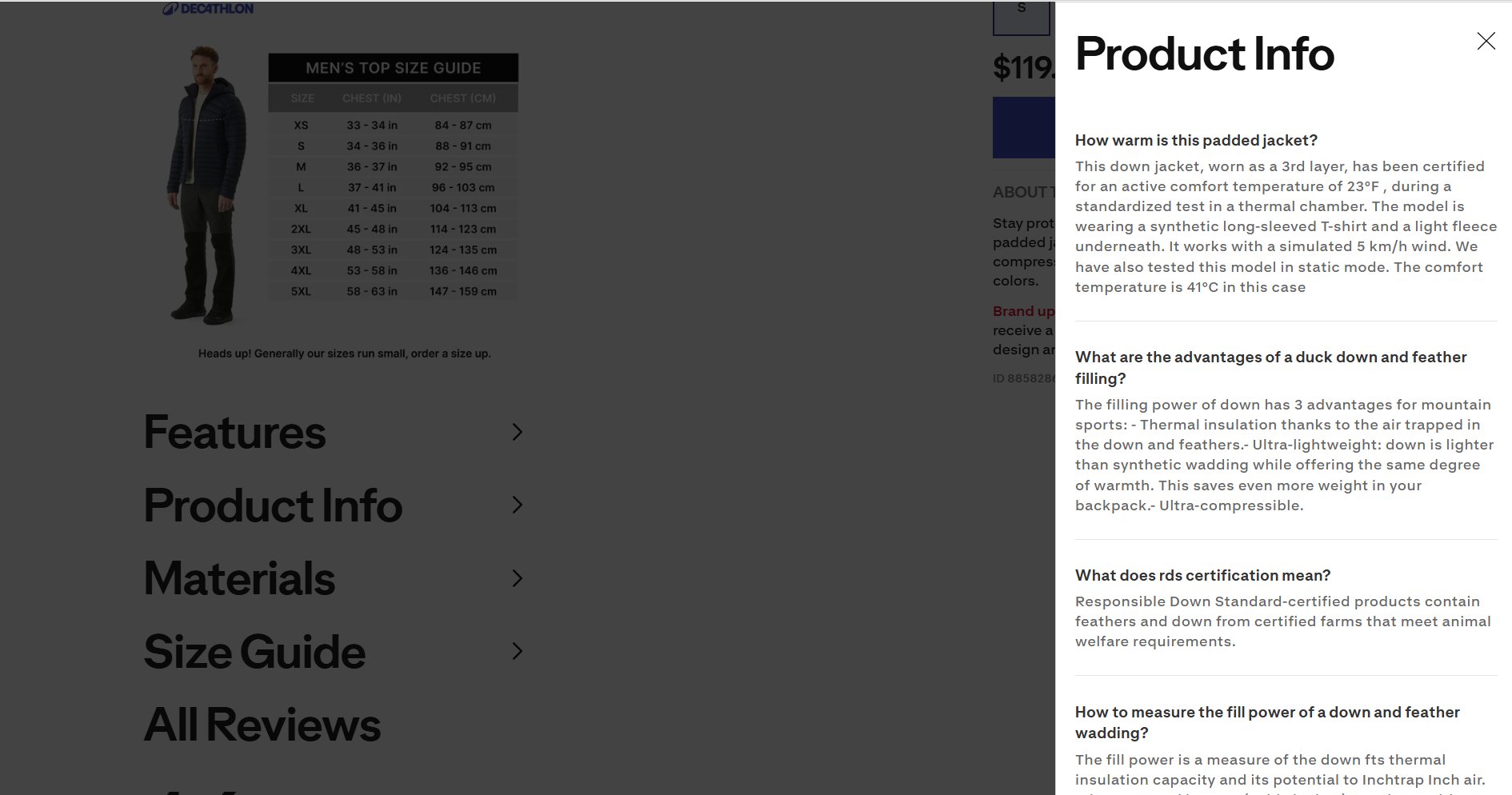 Decathlon product info
