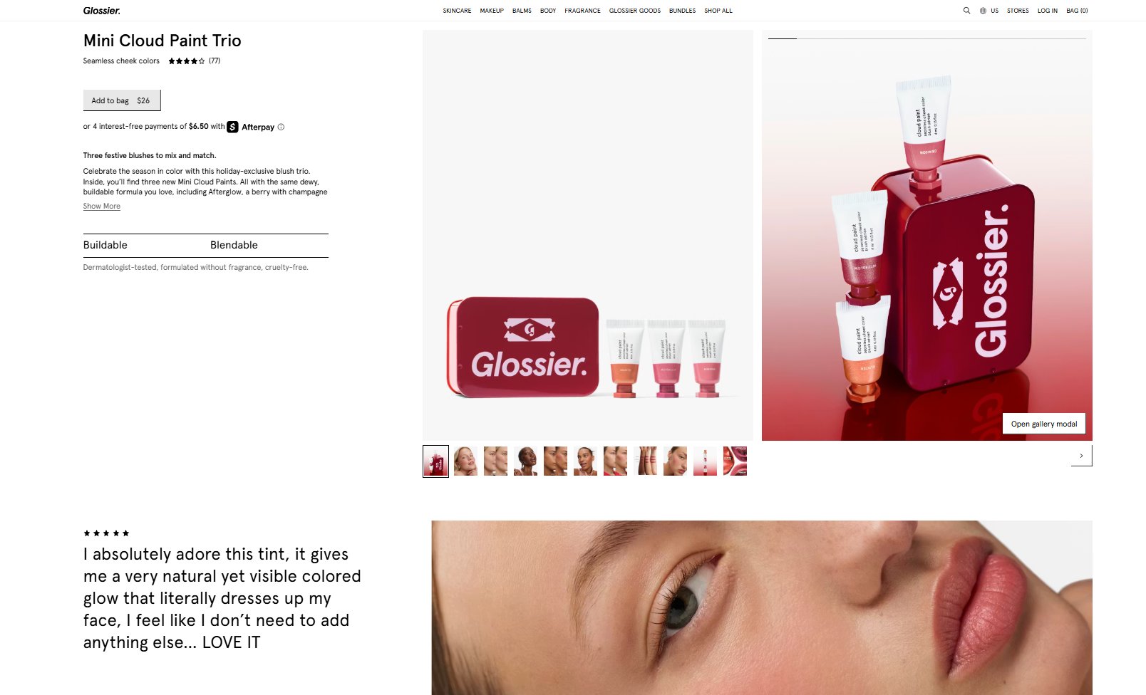 Glossier social proof