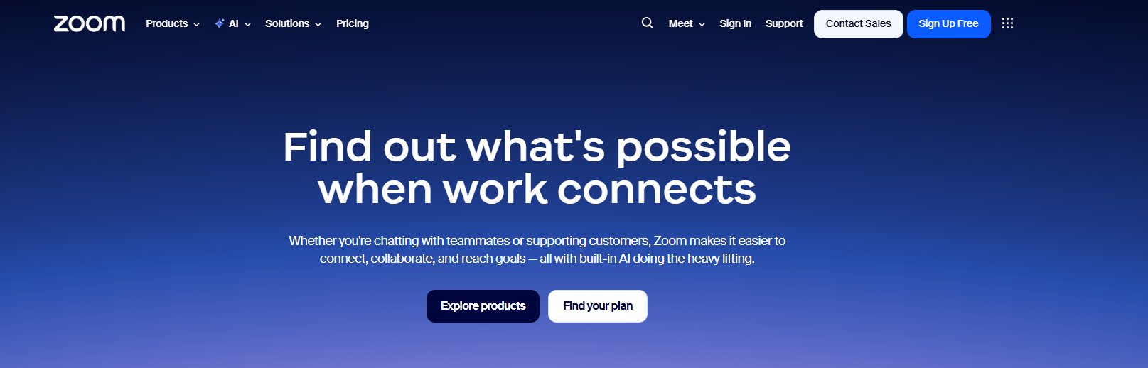 Zoom landing page