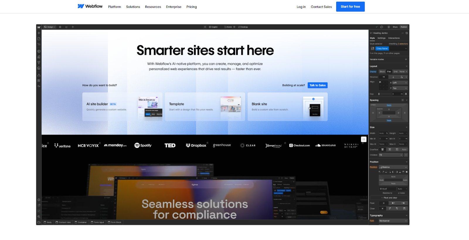 Webflow landing page