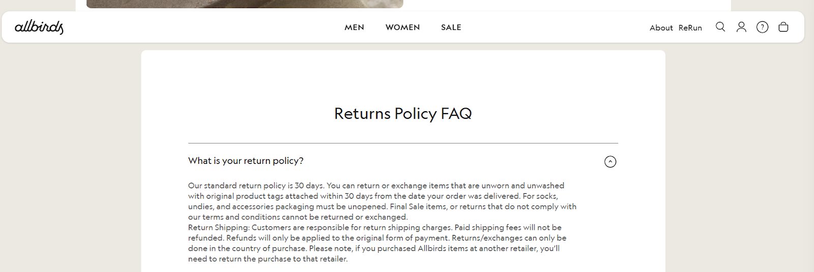 Allbirds return policy