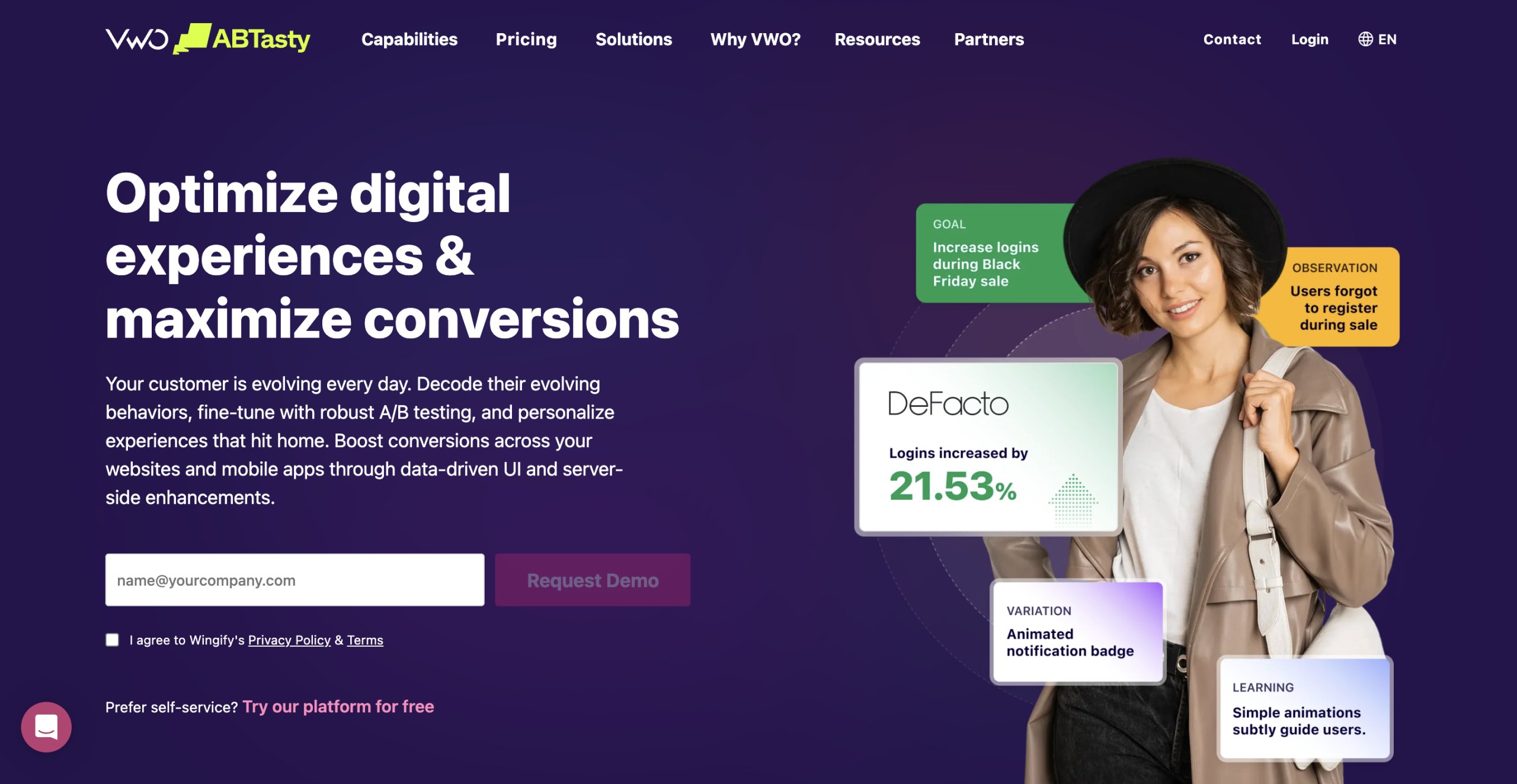 VWO AB Tasty home page