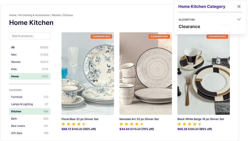 Boost and bury merchandising controls to prioritize best-selling products and demote low-performing inventory.