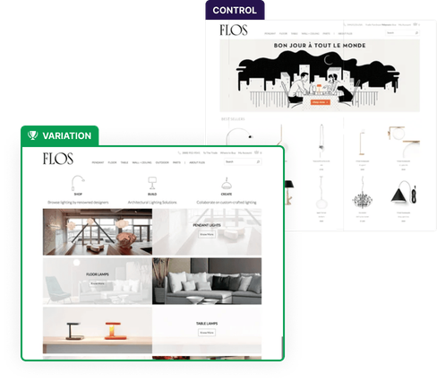 a/b testing en el sitio web de Flos