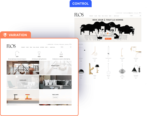 a/b testing en el sitio web de Flos