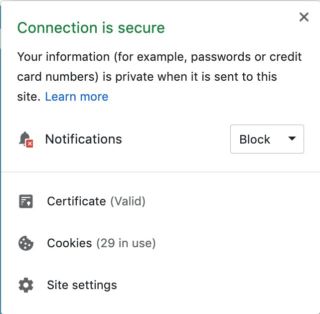 lock icon next to website on the chrome browser