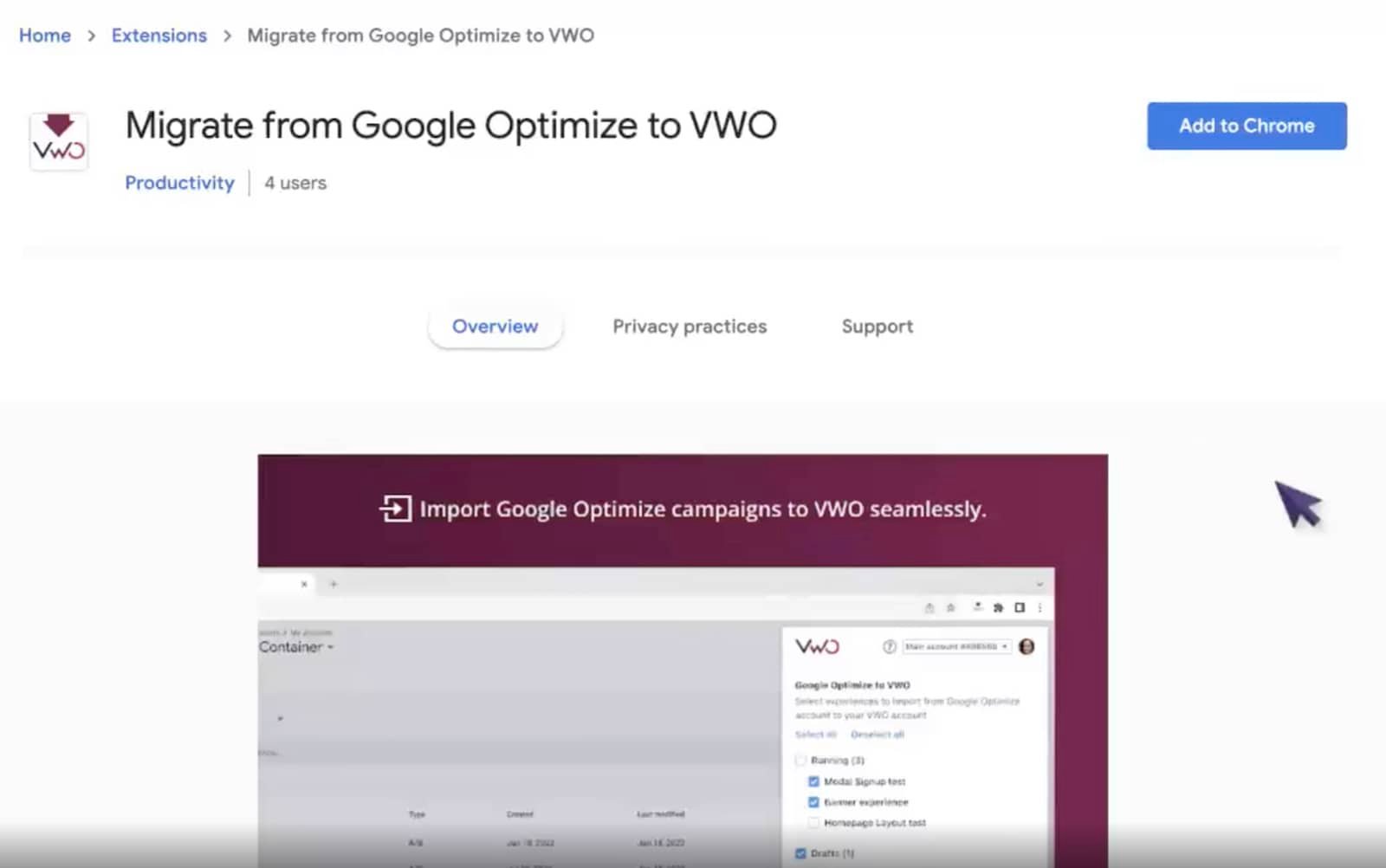 Migrate your campaigns from Google Optimize Optimize 360 to VWO in 30 secs