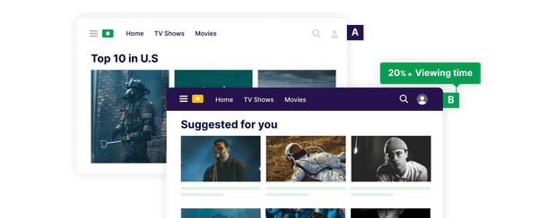 A/B test variations
