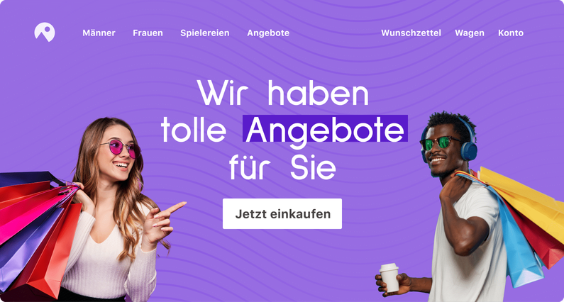  Example of a hero banner with the headline personalized for discount lovers from Germany.