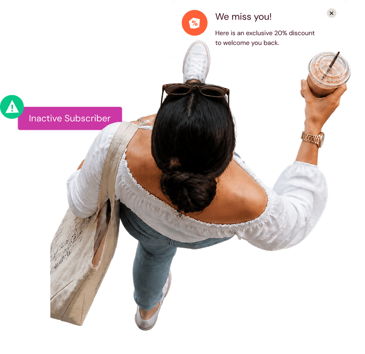Shopper receiving a we-miss-you push notification with a discount