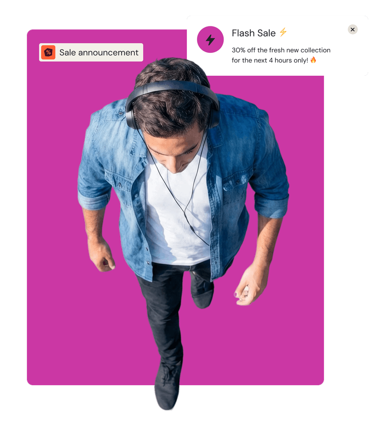 Subscriber receiving a flash-sale notification