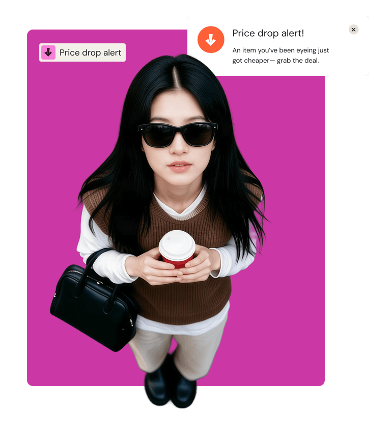 Shopper receiving a price-drop alert