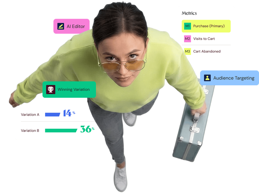 Interface produit Wingify Experiment avec campagnes et résultats