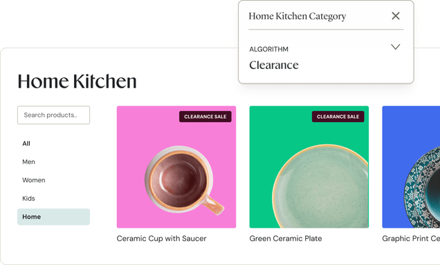 Clearance-Algorithmus auf einer Kategorie-Seite für Küche angewendet