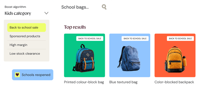 Contrôles de merchandising no-code pour épingler, booster ou reléguer des produits