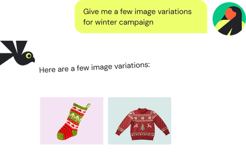 Wingz AI chat returning winter campaign image variations