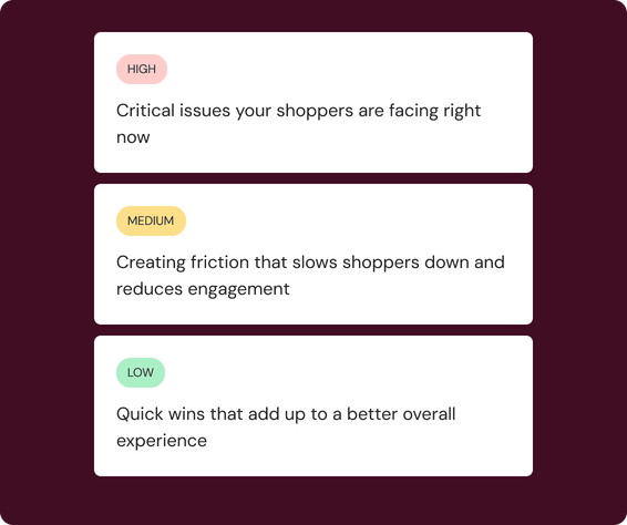 Sample UX audit severity report cards