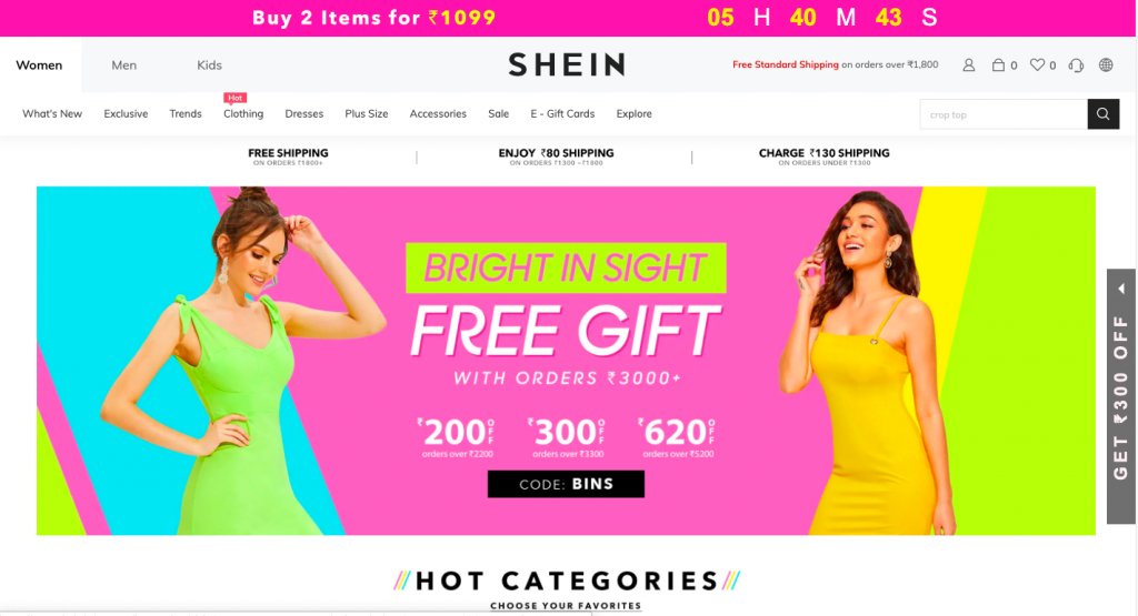 ecommerce store on shein.com