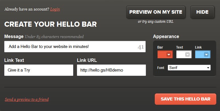 Hello Bar's Must Have Experience is Only One-click Away for Their Visitors