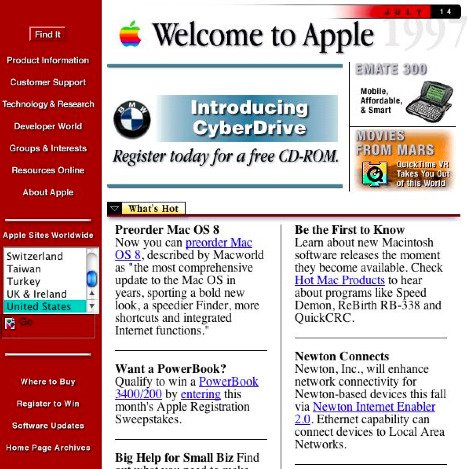Apple website from 90s