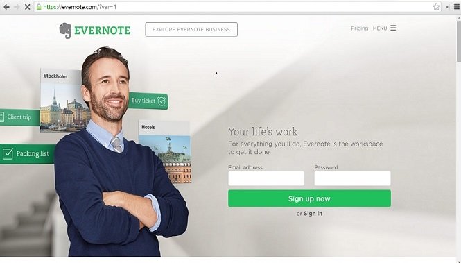 Evernote Homepage