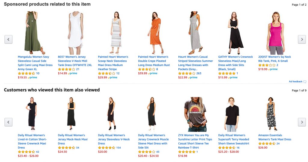personalized dress recommendations on Amazon