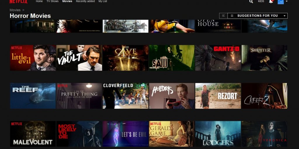 screenshot of the home page for Netflix
